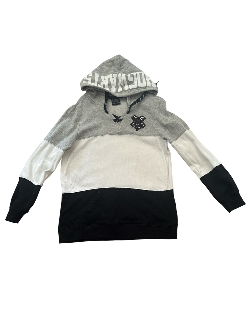 Grey White Black Colorblock Pullover Hoodie